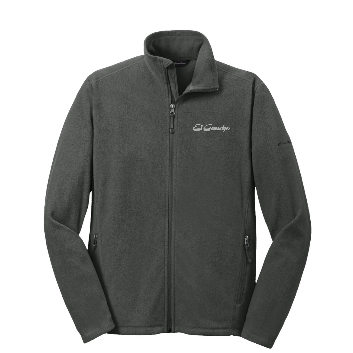 Eddie Bauer Full-Zip Microfleece Jacket Embroidered - El Gaucho — Grey Steel