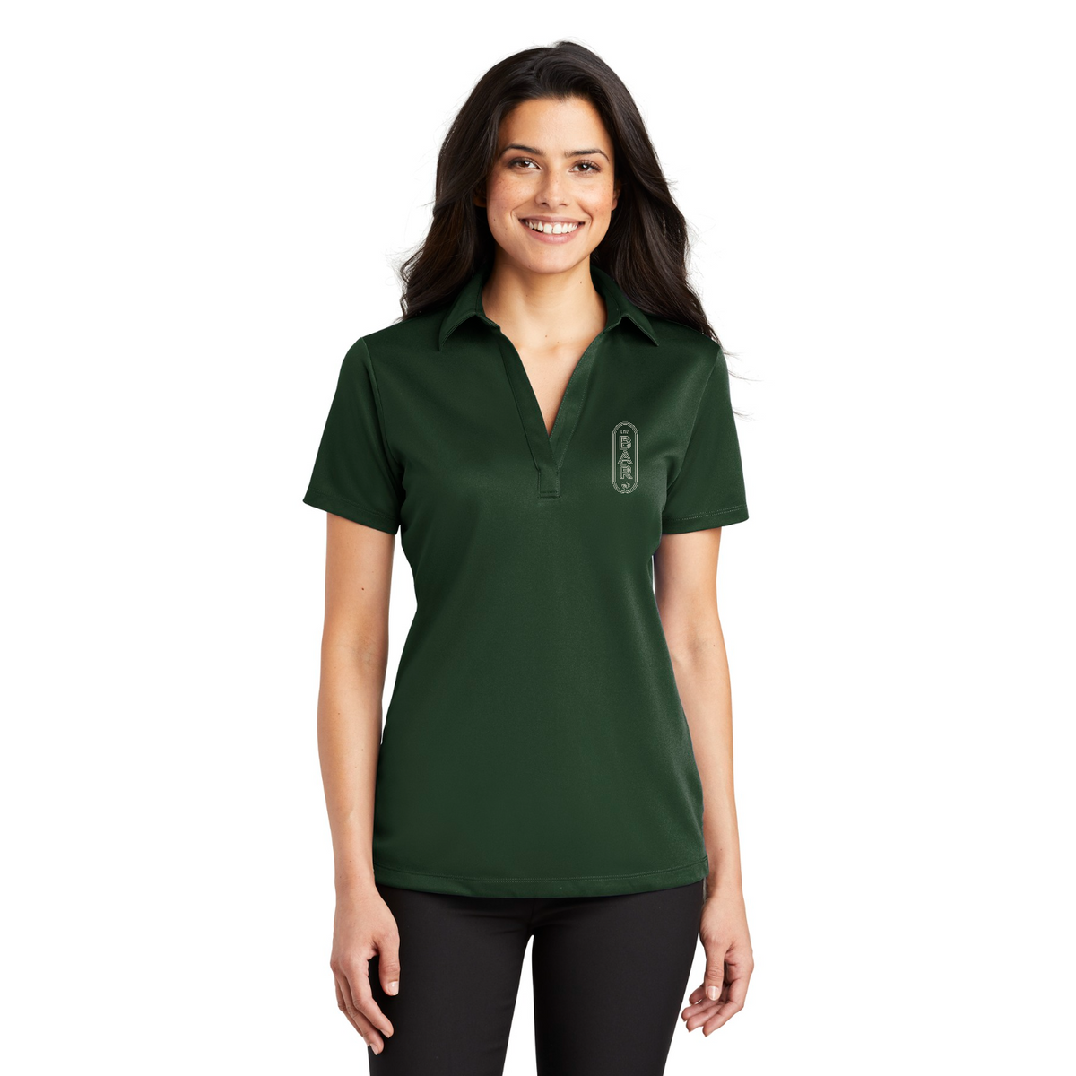 Port Authority Women's Silk Touch Performance Polo - Ilo/The Bar — model