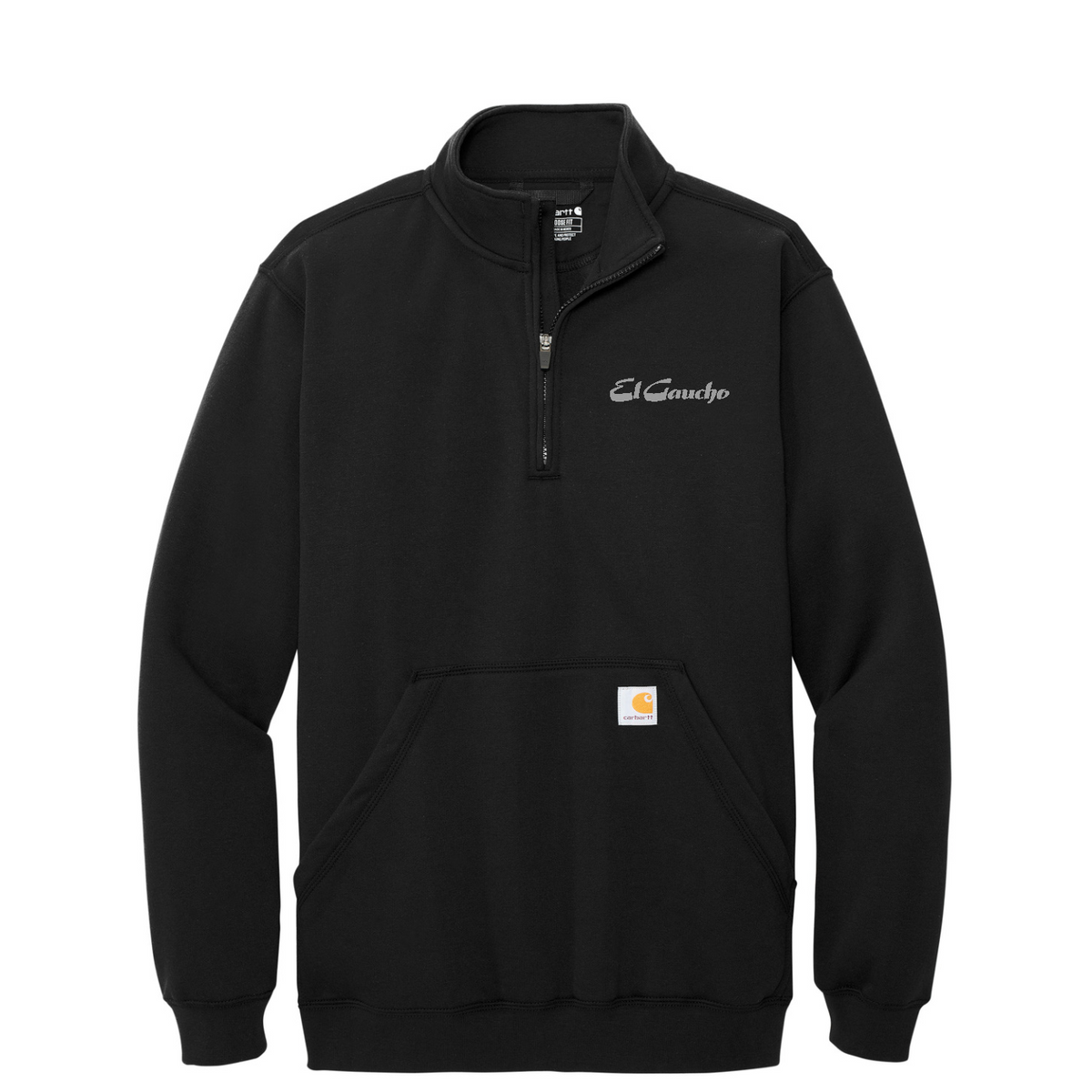 Carhartt Midweight 1/4-Zip Mock Neck Sweatshirt Embroidered - El Gaucho — Black