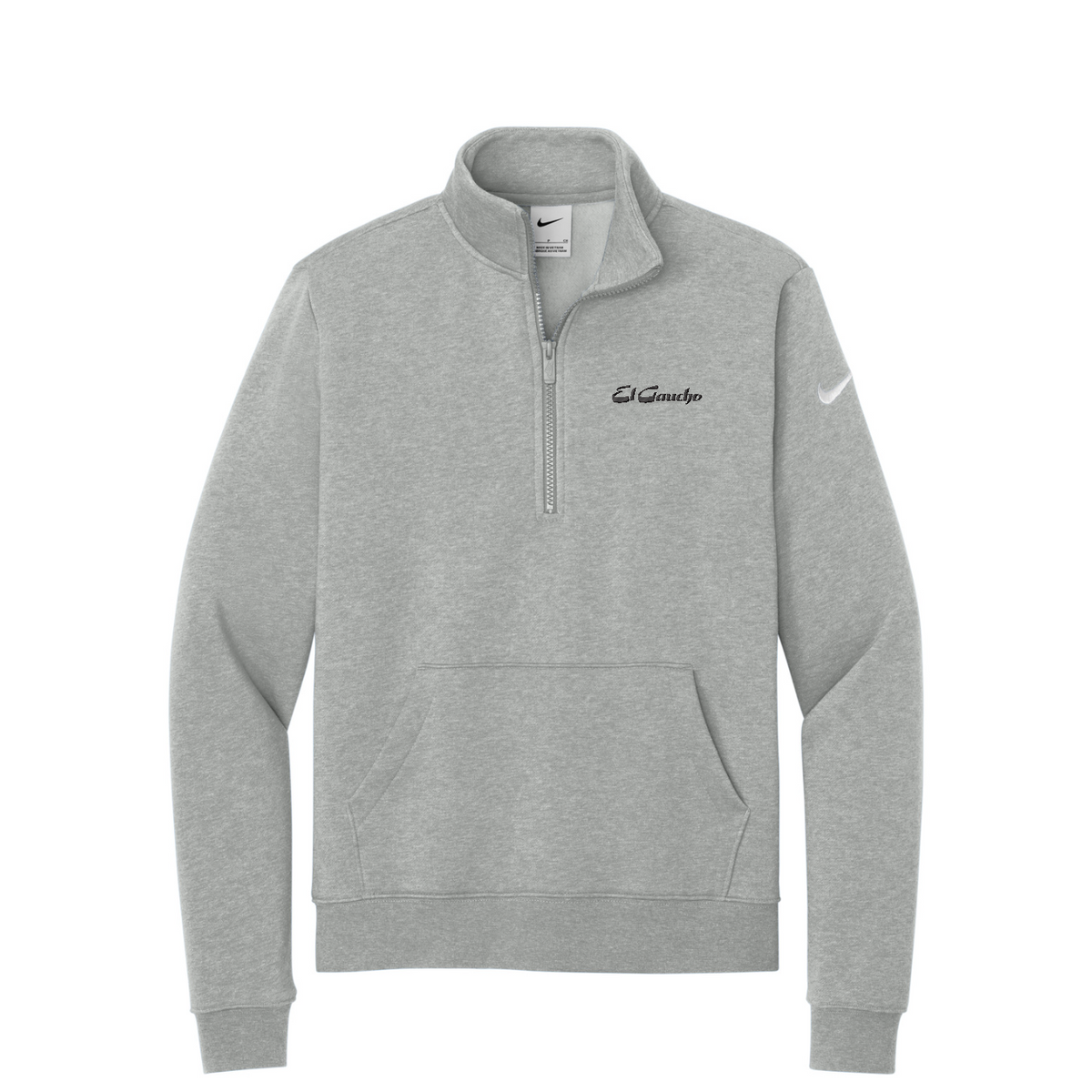 Nike Women's Club Fleece Sleeve Swoosh 1/2-Zip Embroidered - El Gaucho — Dark Grey Heather