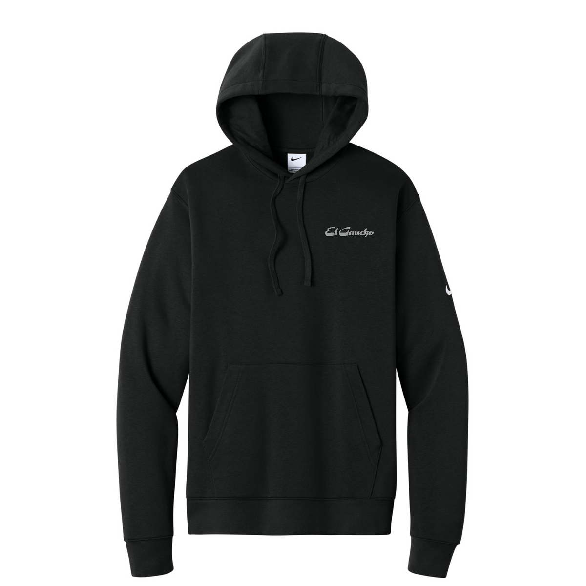 Nike Club Fleece Sleeve Swoosh Pullover Hoodie - El Gaucho — Black
