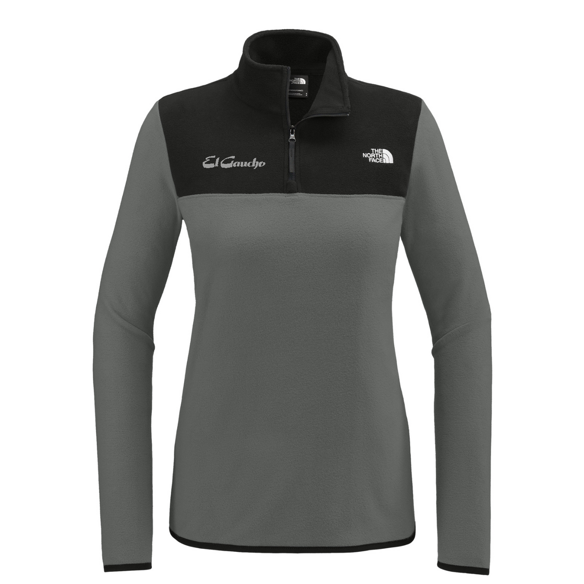 The North Face Women's Glacier 1/4-Zip Fleece Embroidered - El Gaucho — Asphalt Grey/ TNF Black