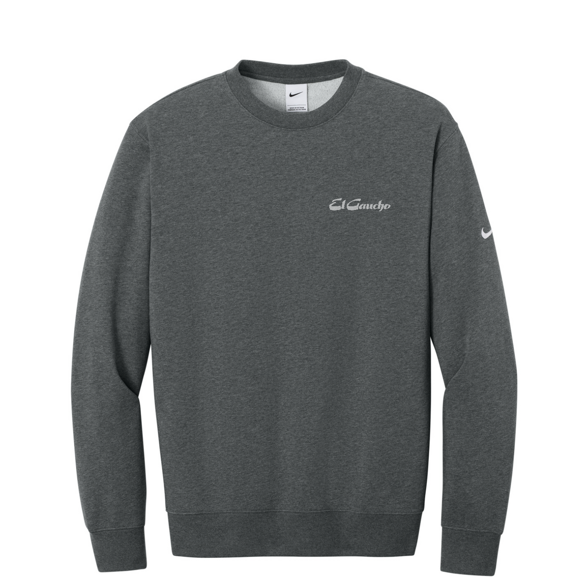 Nike Club Fleece Sleeve Swoosh Crew - El Gaucho — Charcoal Heather