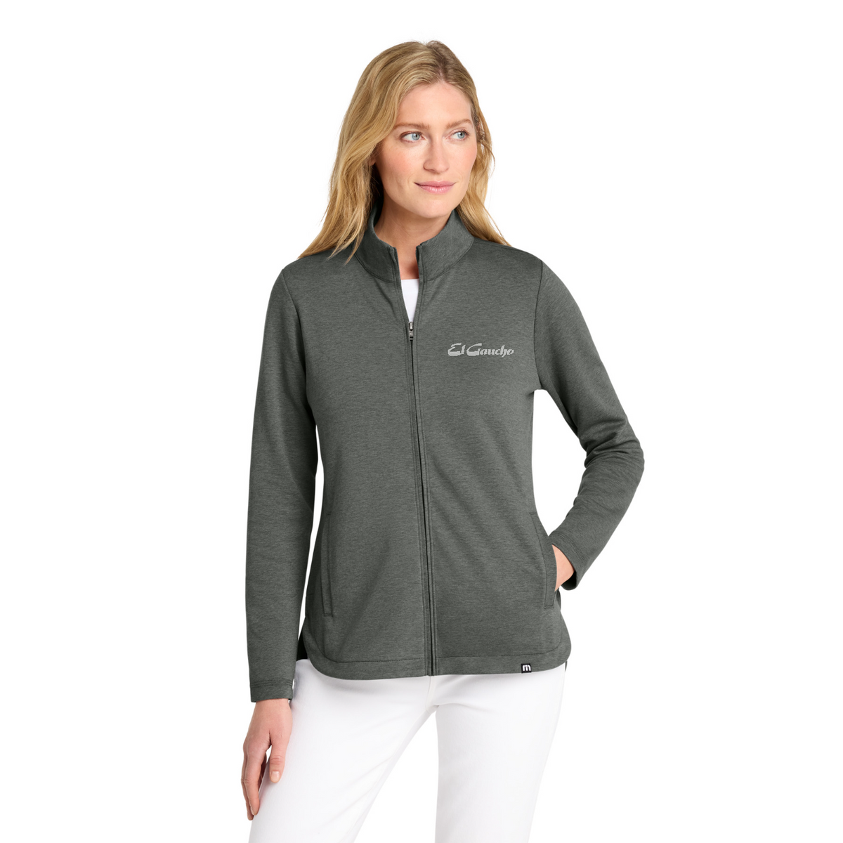 TravisMathew Women's Coveside Full-Zip Embroidered - El Gaucho — model