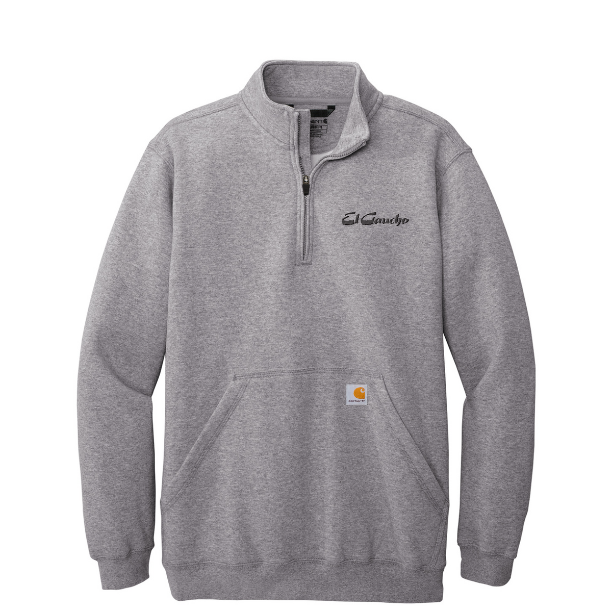 Carhartt Midweight 1/4-Zip Mock Neck Sweatshirt Embroidered - El Gaucho — Heather Grey