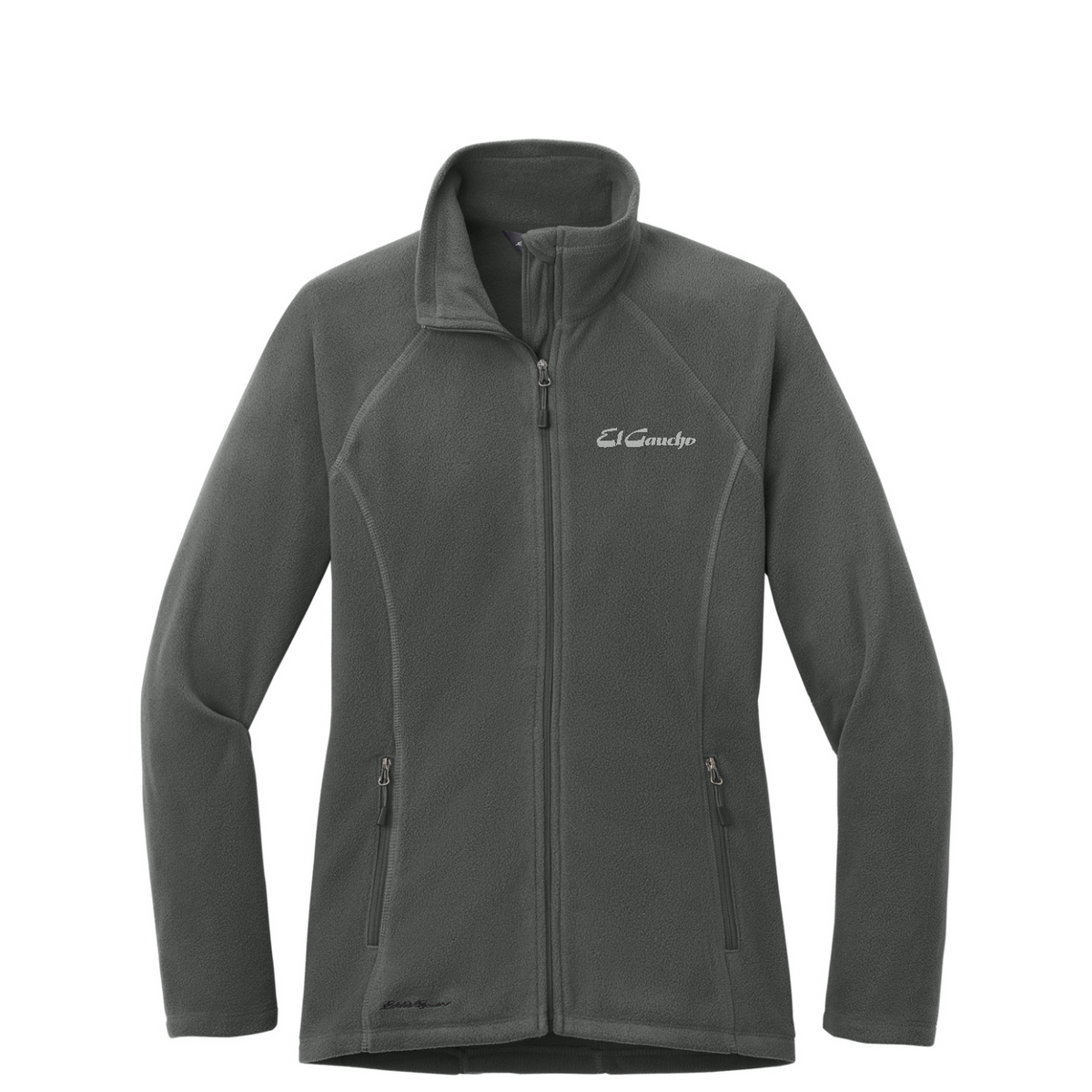 Eddie Bauer Women's Full-Zip Microfleece Jacket Embroidered - El Gaucho — Grey Steel