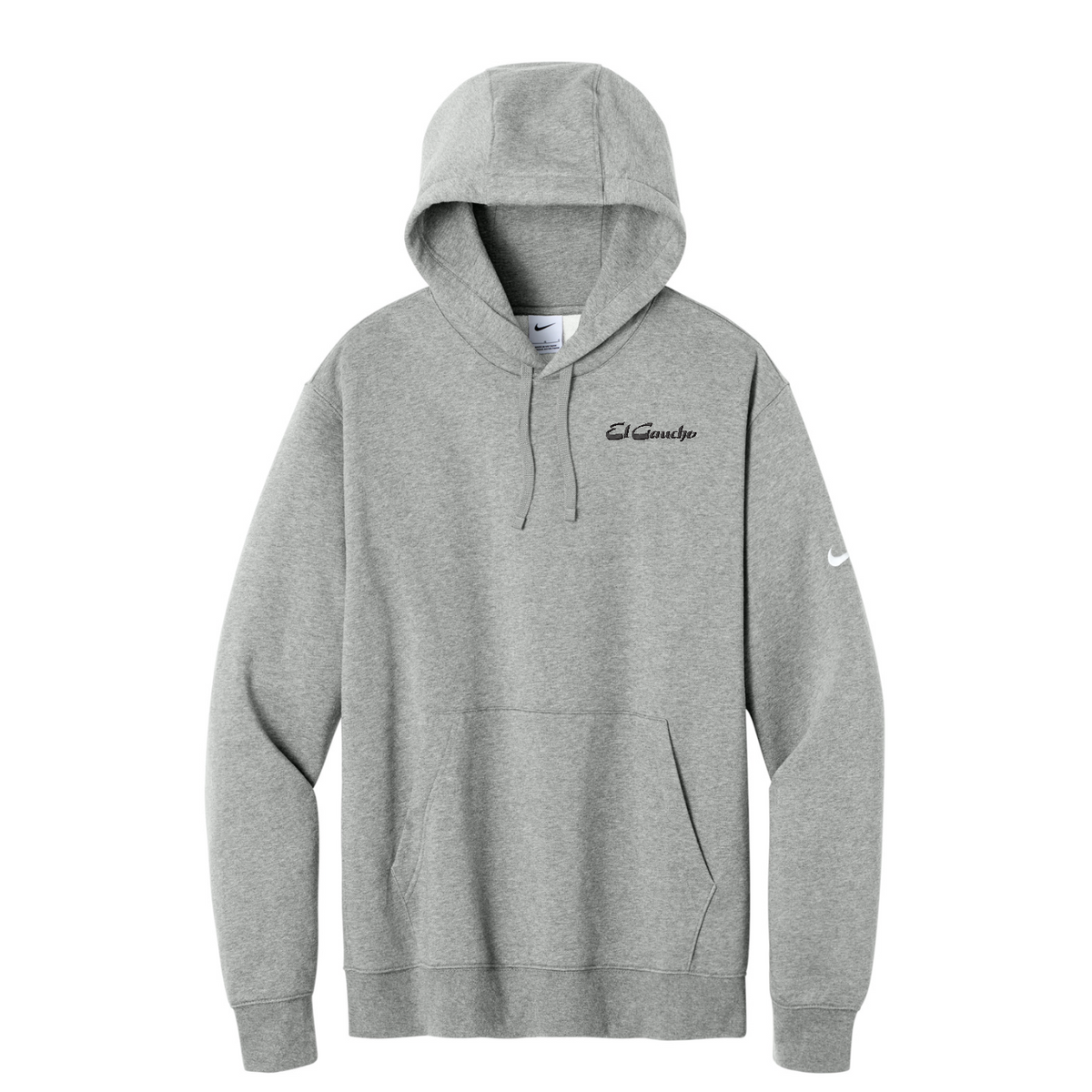 Nike Club Fleece Sleeve Swoosh Pullover Hoodie - El Gaucho — Dark Grey Heather