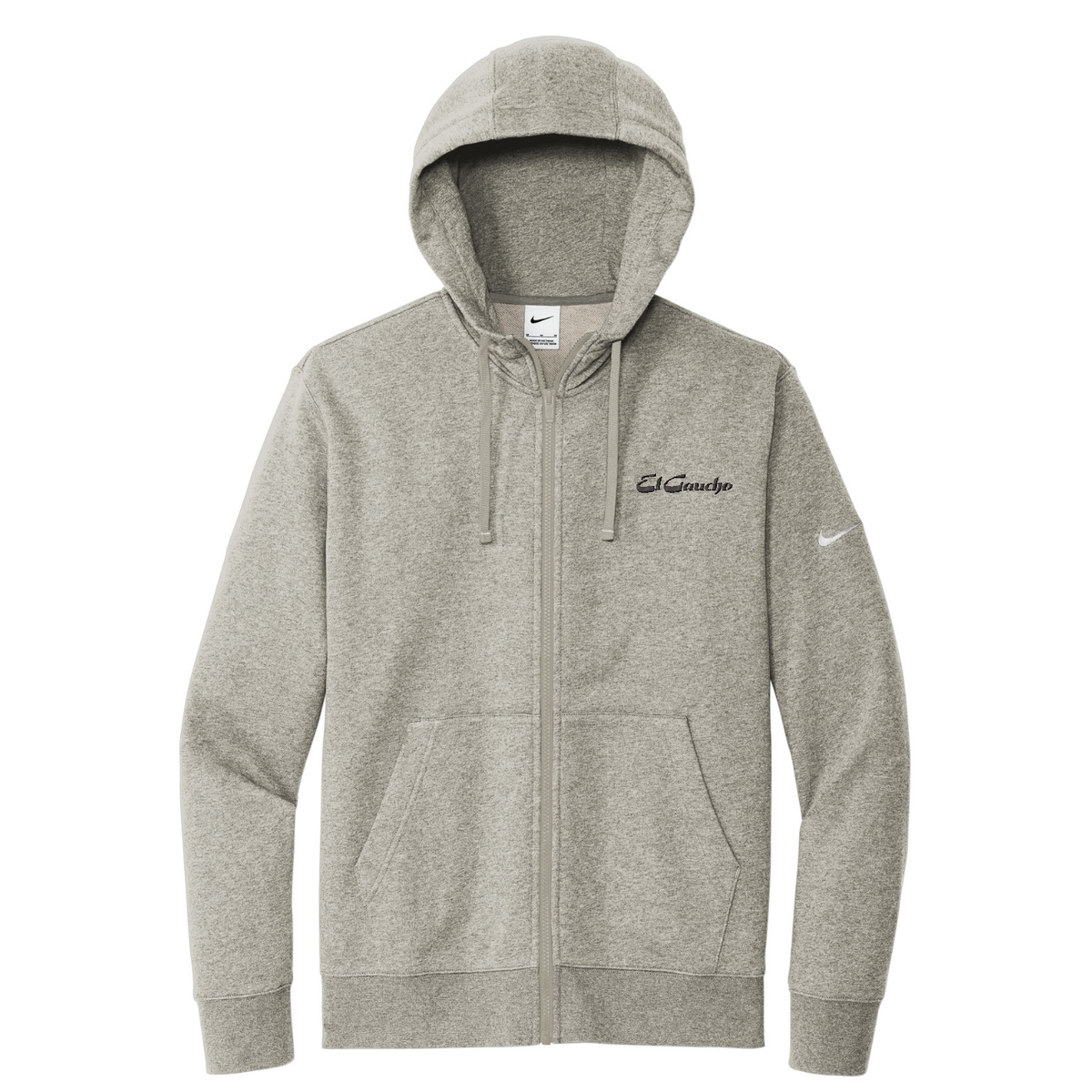 Nike Club Fleece Sleeve Swoosh Full-Zip Hoodie Embroidered - El Gaucho — Dark Grey Heather