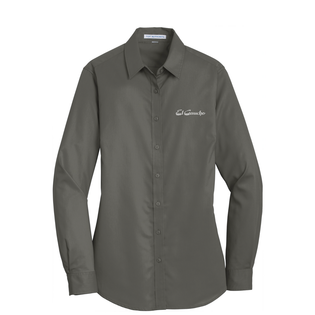 Port Authority Women's SuperPro Twill Shirt Embroidered - El Gaucho — Sterling Grey