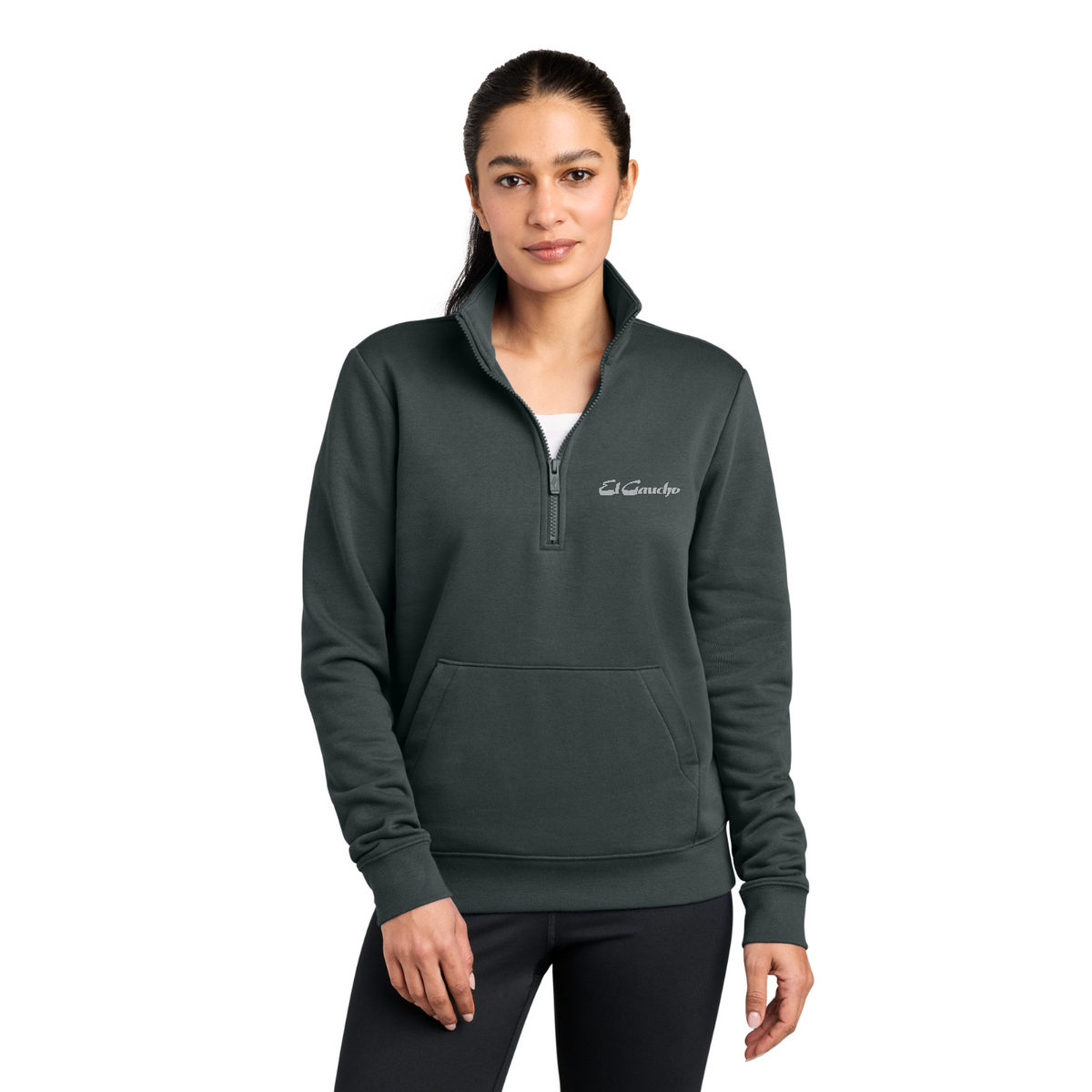 Nike Women's Club Fleece Sleeve Swoosh 1/2-Zip Embroidered - El Gaucho — model