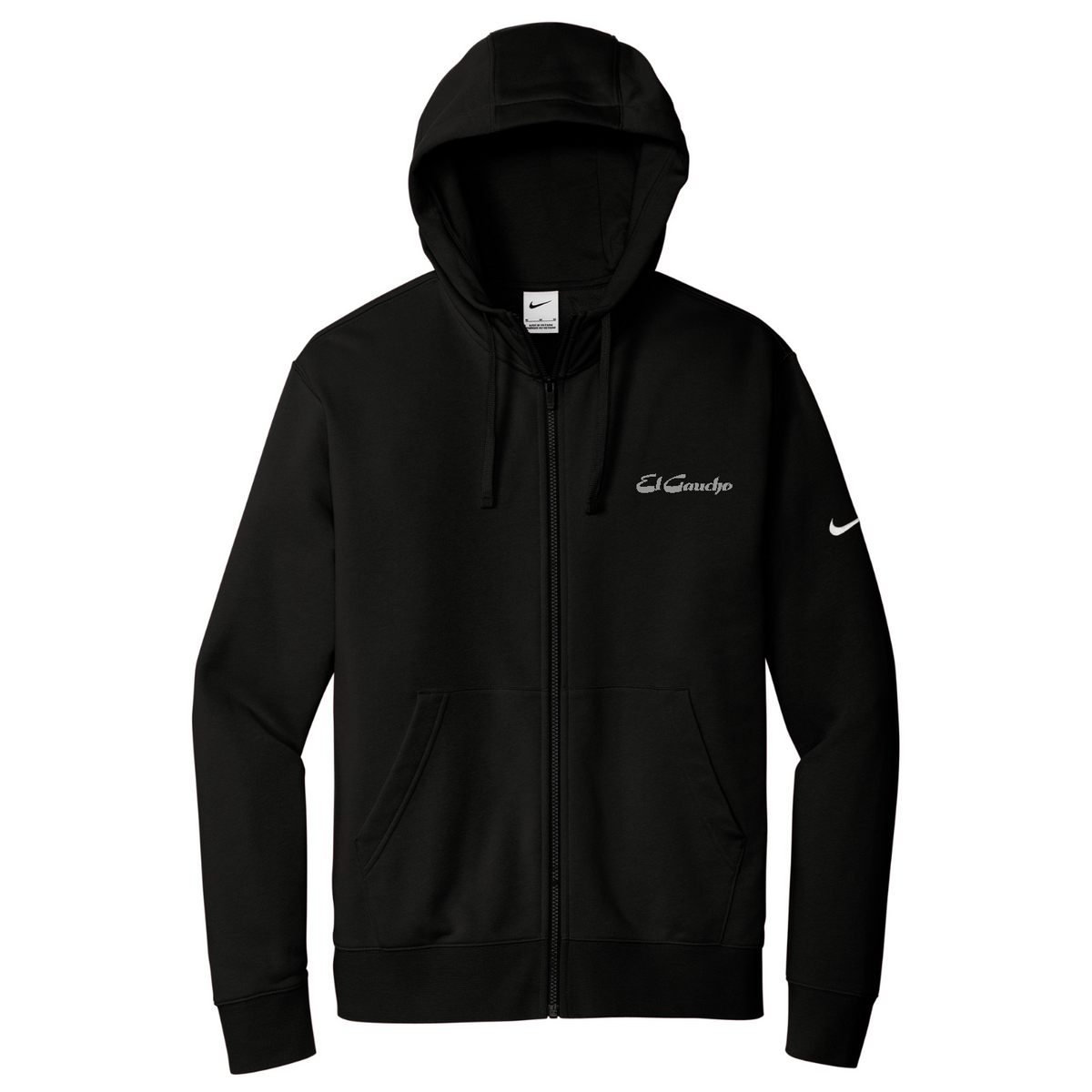 Nike Club Fleece Sleeve Swoosh Full-Zip Hoodie Embroidered - El Gaucho — Black