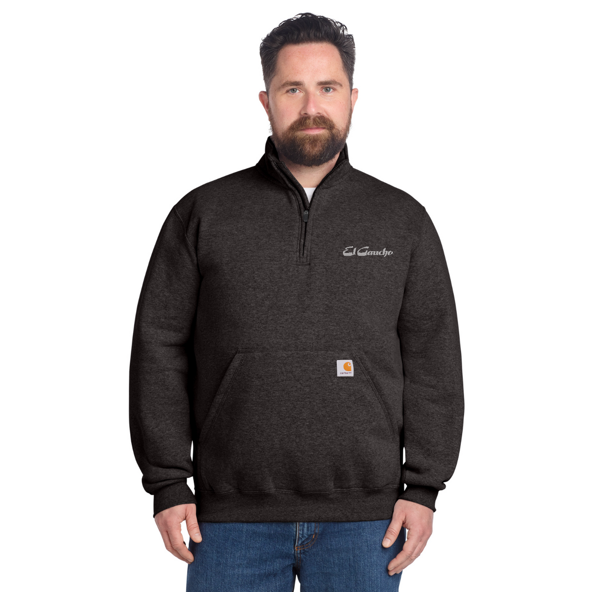 Carhartt Midweight 1/4-Zip Mock Neck Sweatshirt Embroidered - El Gaucho — model