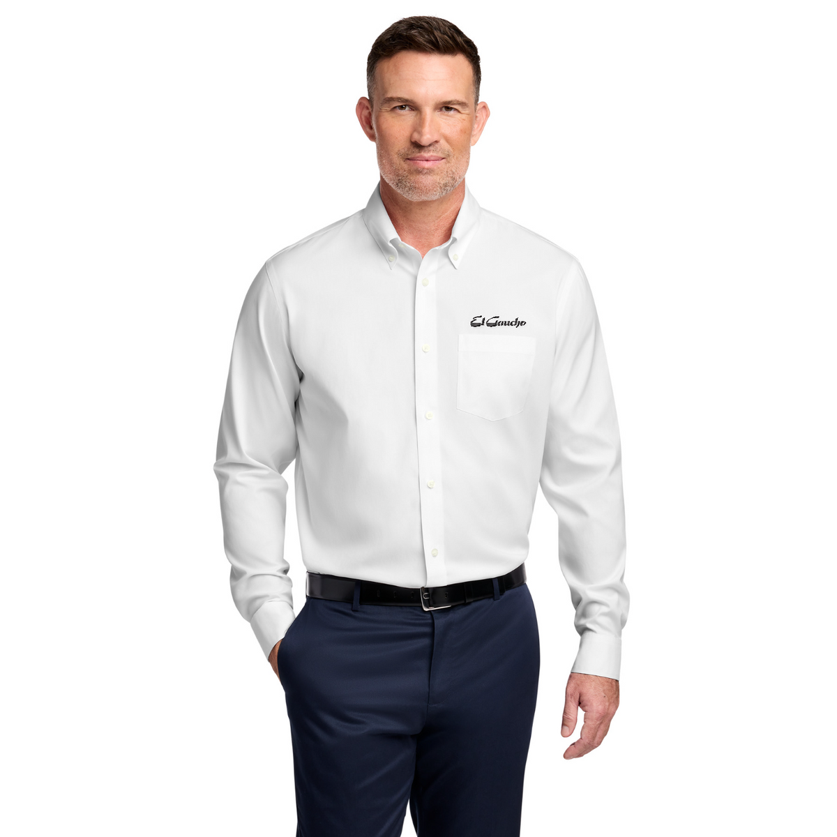 Brooks Brothers Wrinkle-Free Stretch Pinpoint Shirt Embroidered - El Gaucho — model