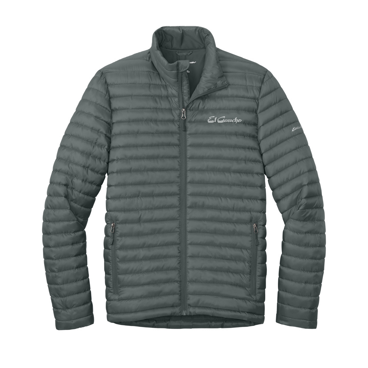 Eddie Bauer Packable Quilted Full-Zip Embroidered - El Gaucho — Metal Grey