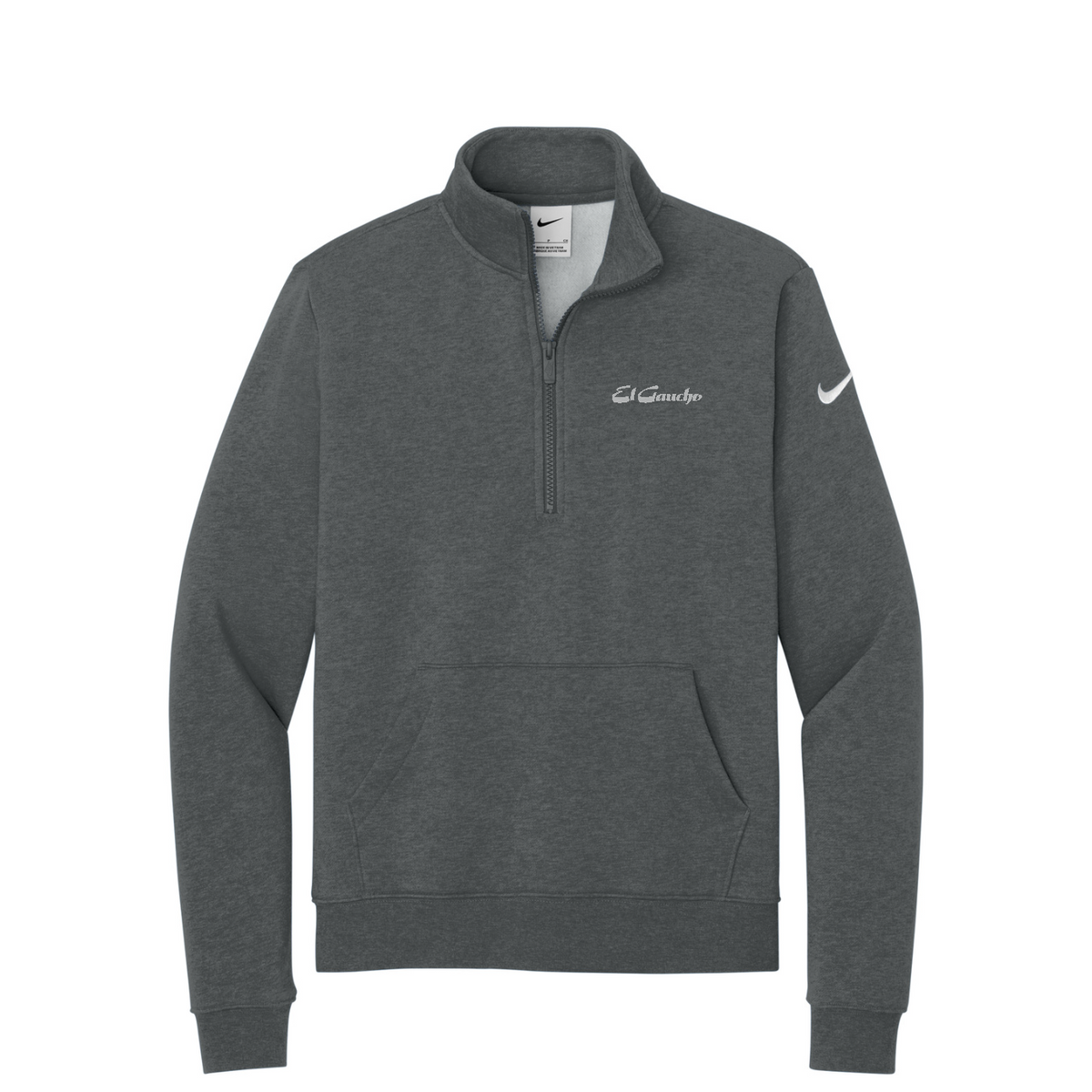 Nike Women's Club Fleece Sleeve Swoosh 1/2-Zip Embroidered - El Gaucho — Charcoal Heather