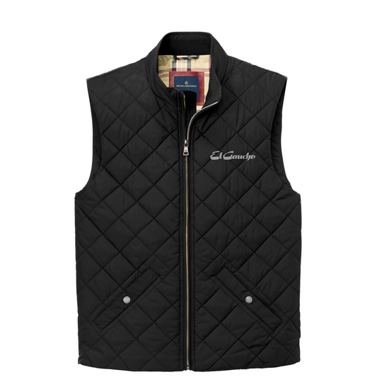 Brooks Brothers Quilted Vest Embroidered - El Gaucho — Deep Black