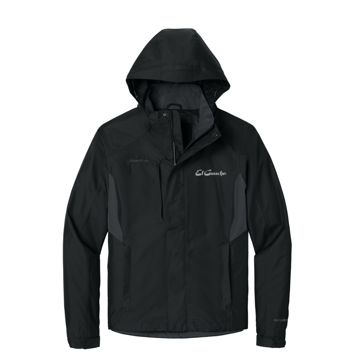 Eddie Bauer Rain Jacket Embroidered - El Gaucho — Black/ Steel Grey