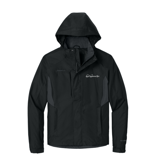 Eddie Bauer Rain Jacket Embroidered - El Gaucho — Black/ Steel Grey