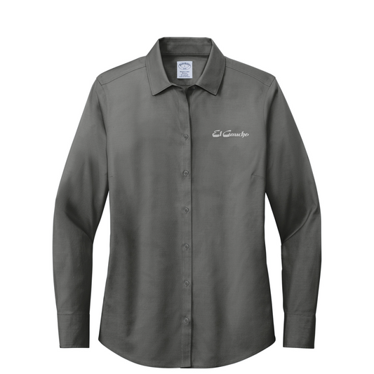 Brooks Brothers Women's Wrinkle-Free Stretch Pinpoint Shirt Embroidered - El Gaucho — Deep Black