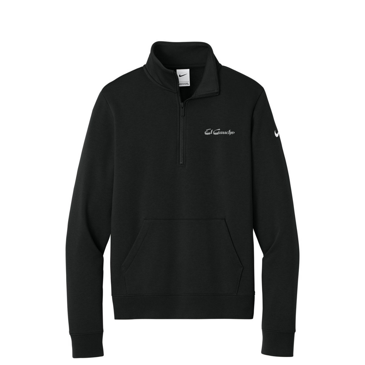 Nike Women's Club Fleece Sleeve Swoosh 1/2-Zip Embroidered - El Gaucho — Black