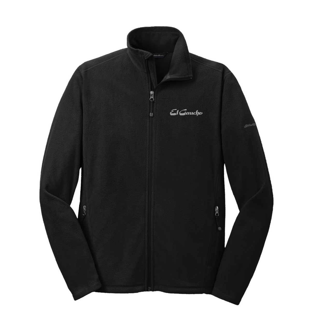Eddie Bauer Full-Zip Microfleece Jacket Embroidered - El Gaucho — Black