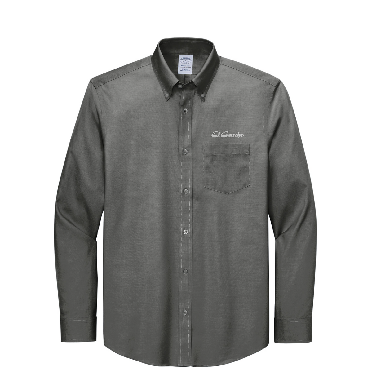 Brooks Brothers Wrinkle-Free Stretch Pinpoint Shirt Embroidered - El Gaucho — Deep Black