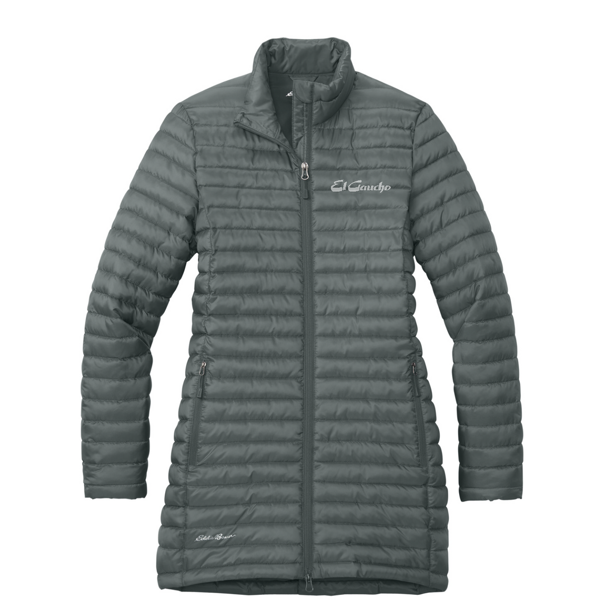 Eddie Bauer Women's Packable Quilted Full-Zip Embroidered - El Gaucho — Metal Grey