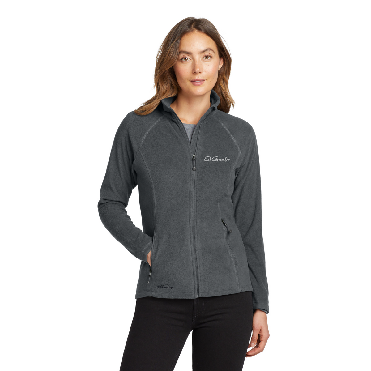 Eddie Bauer Women's Full-Zip Microfleece Jacket Embroidered - El Gaucho — model