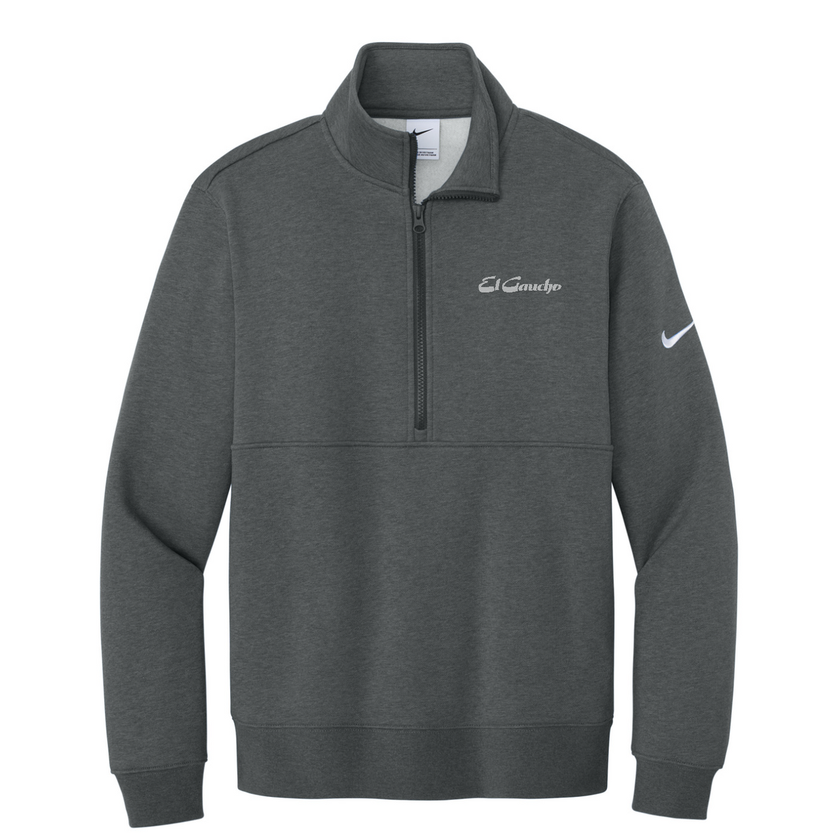 Nike Club Fleece Sleeve Swoosh 1/2-Zip Embroidered - El Gaucho — Charcoal Heather