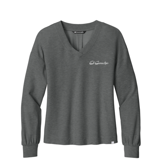 TravisMathew Women's Long Weekend V-Neck - El Gaucho — Dark Grey Heather