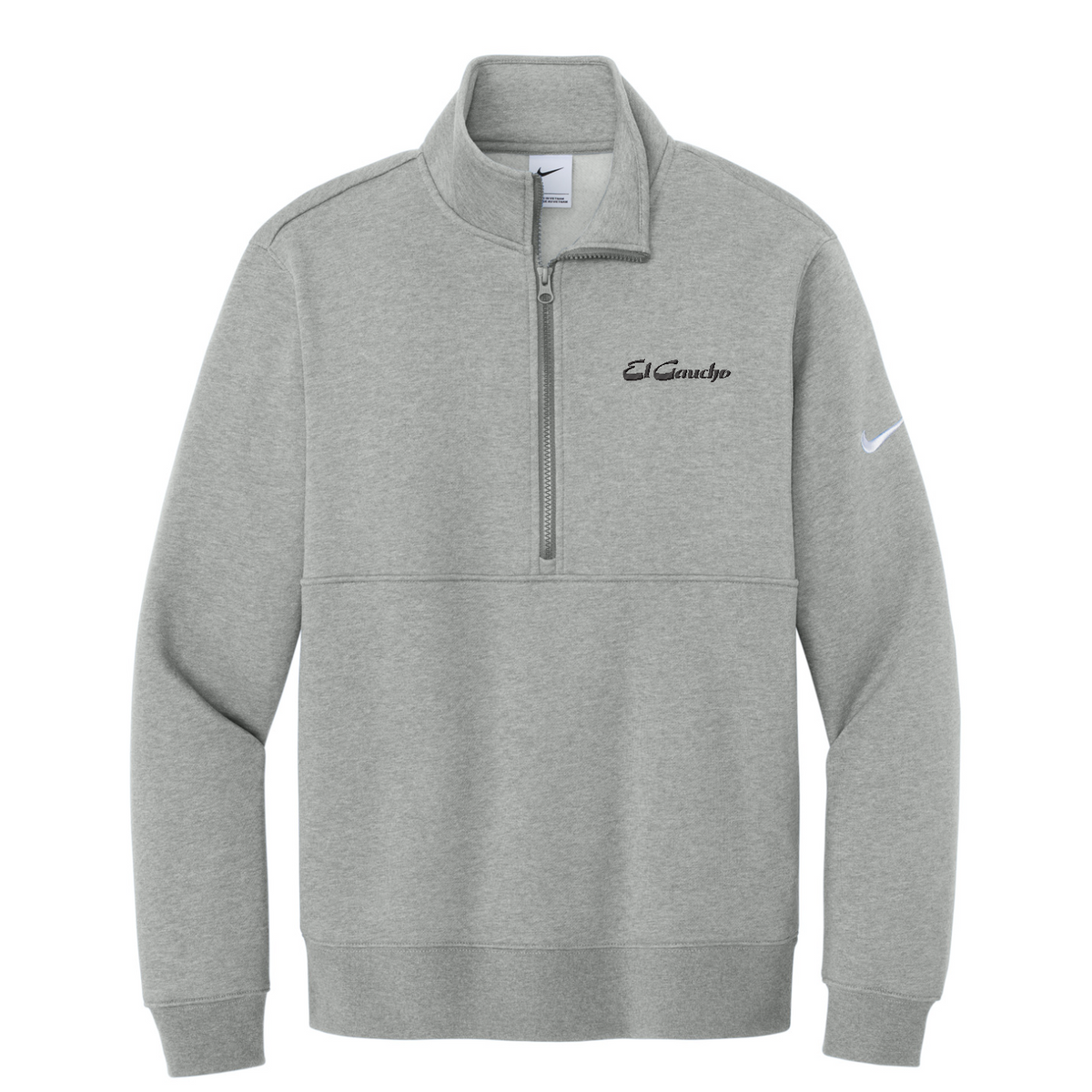 Nike Club Fleece Sleeve Swoosh 1/2-Zip Embroidered - El Gaucho — Dark Grey Heather