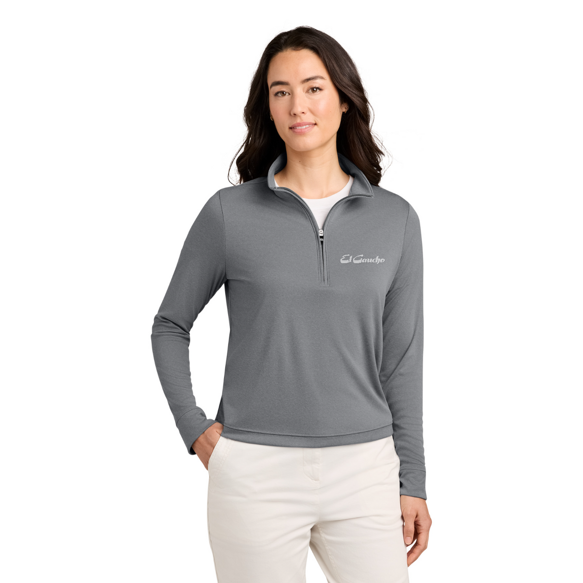 TravisMathew Women's Coto 1/2-Zip Embroidered - El Gaucho — model