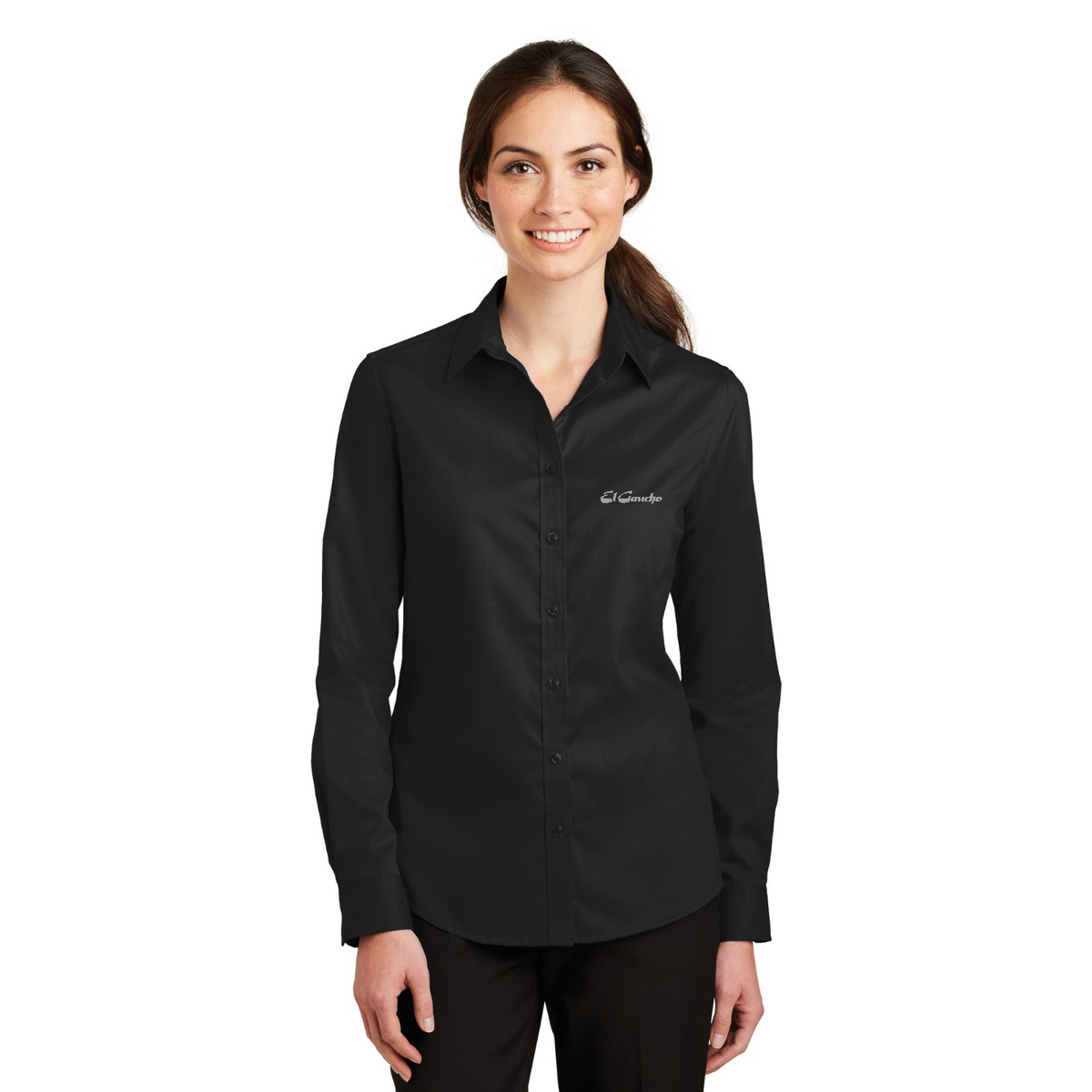 Port Authority Women's SuperPro Twill Shirt Embroidered - El Gaucho — model