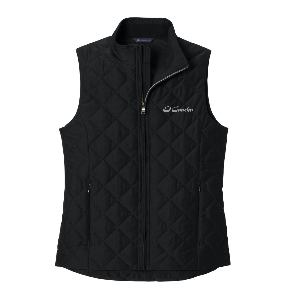 Brooks Brothers Women's Quilted Vest Embroidered - El Gaucho — Deep Black