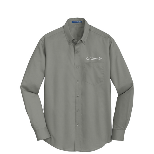 Port Authority SuperPro Twill Shirt Embroidered - El Gaucho — Monument Grey