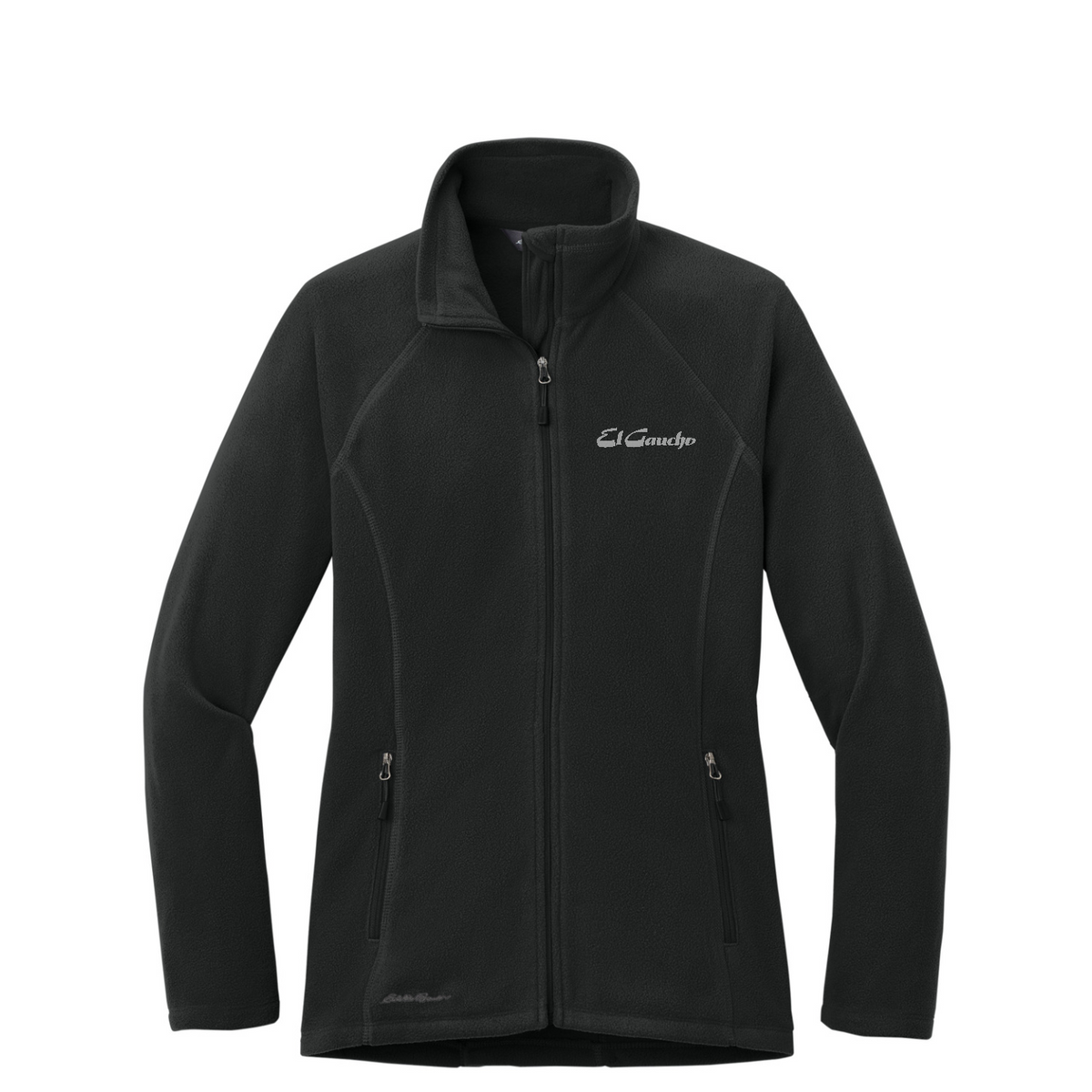 Eddie Bauer Women's Full-Zip Microfleece Jacket Embroidered - El Gaucho — Black